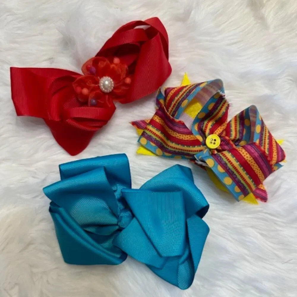 Bundle (3) of Deluxe Bows     5B8099 Handmade NWT Boutique